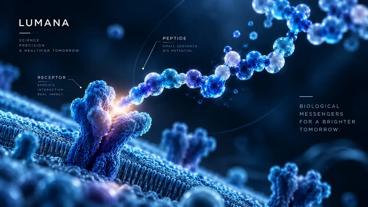 Illustration of peptide chains acting as biological messengers between cells